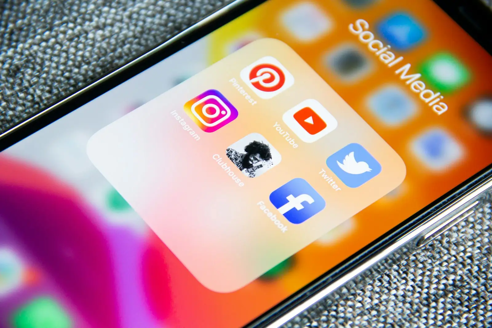 Smartphone screen with social media apps