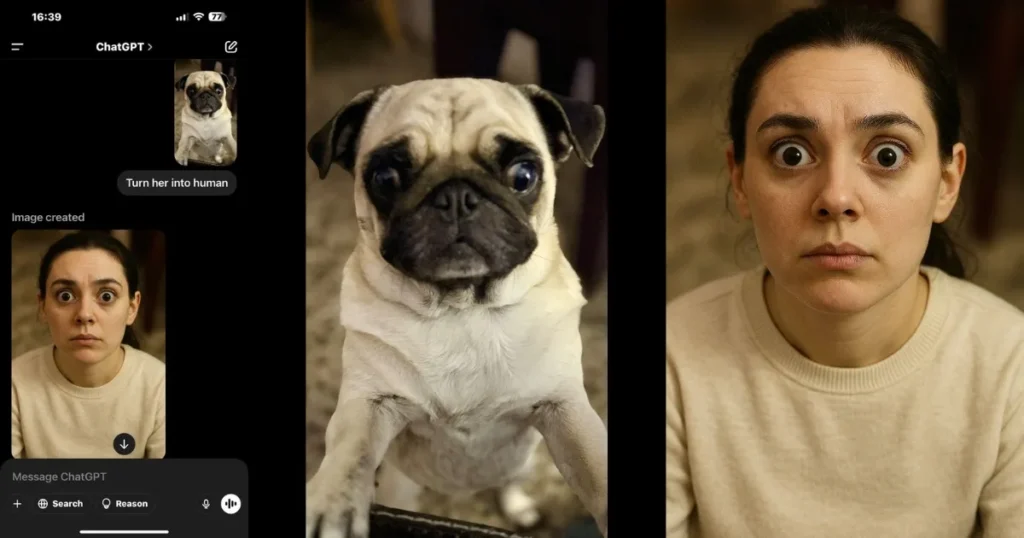AI-generated image of pet turned human