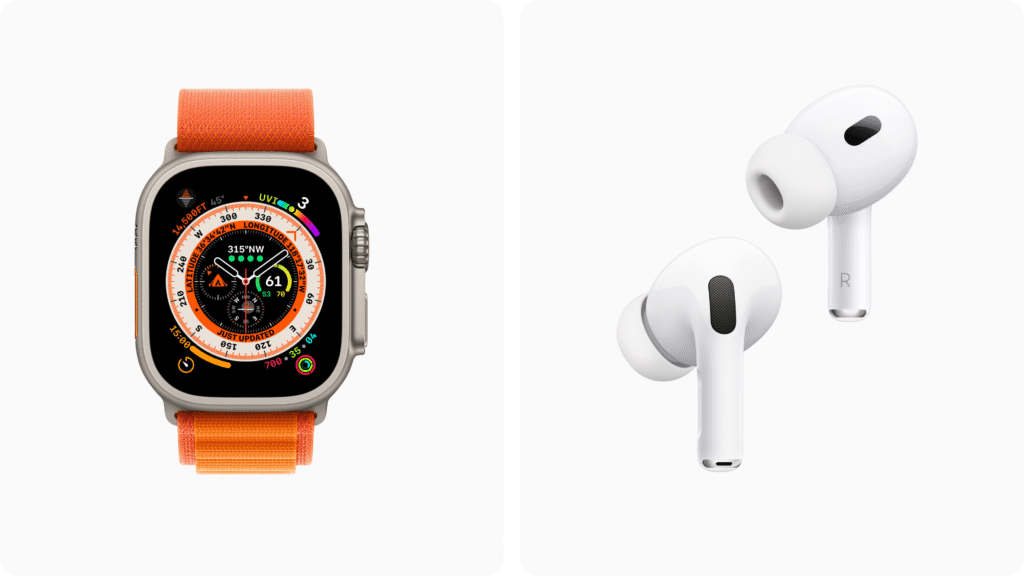 Apple Watch Ultra and  AirPods Pro 